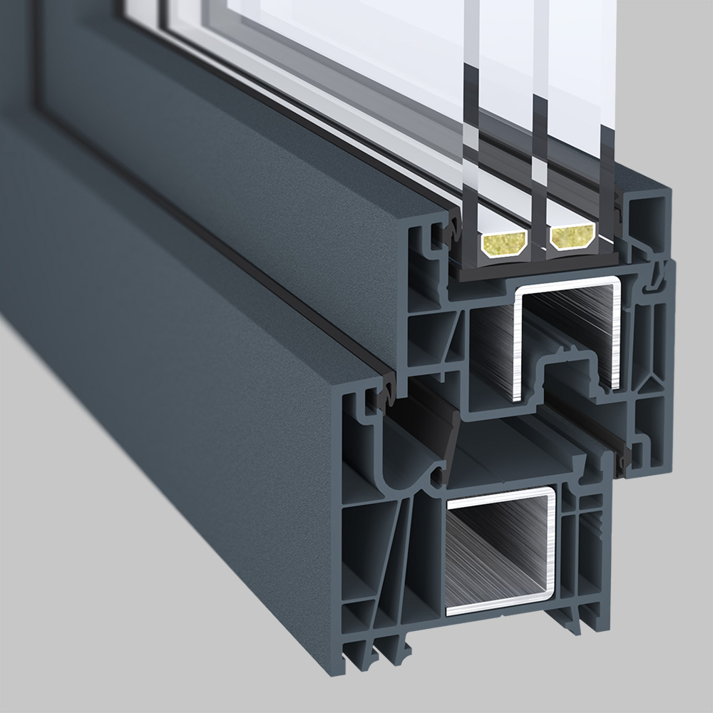 GEALAN Linear antracit profil metszet